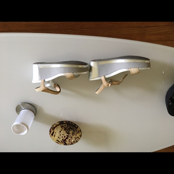 Prada Tan and Silver Wedge Sandals - Picture 8 of 8